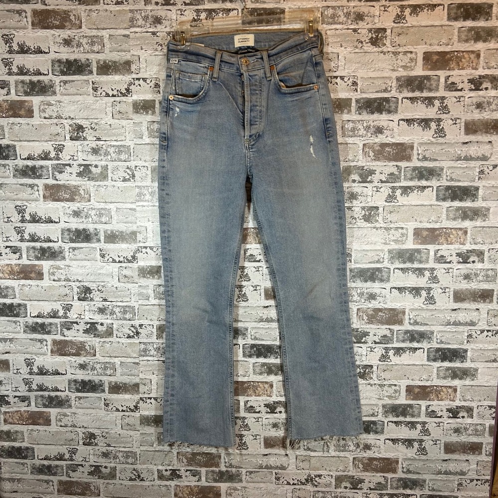 Citizens of Humanity Jeans Womens 24 Light Blue High Rise Raw Hem Flare